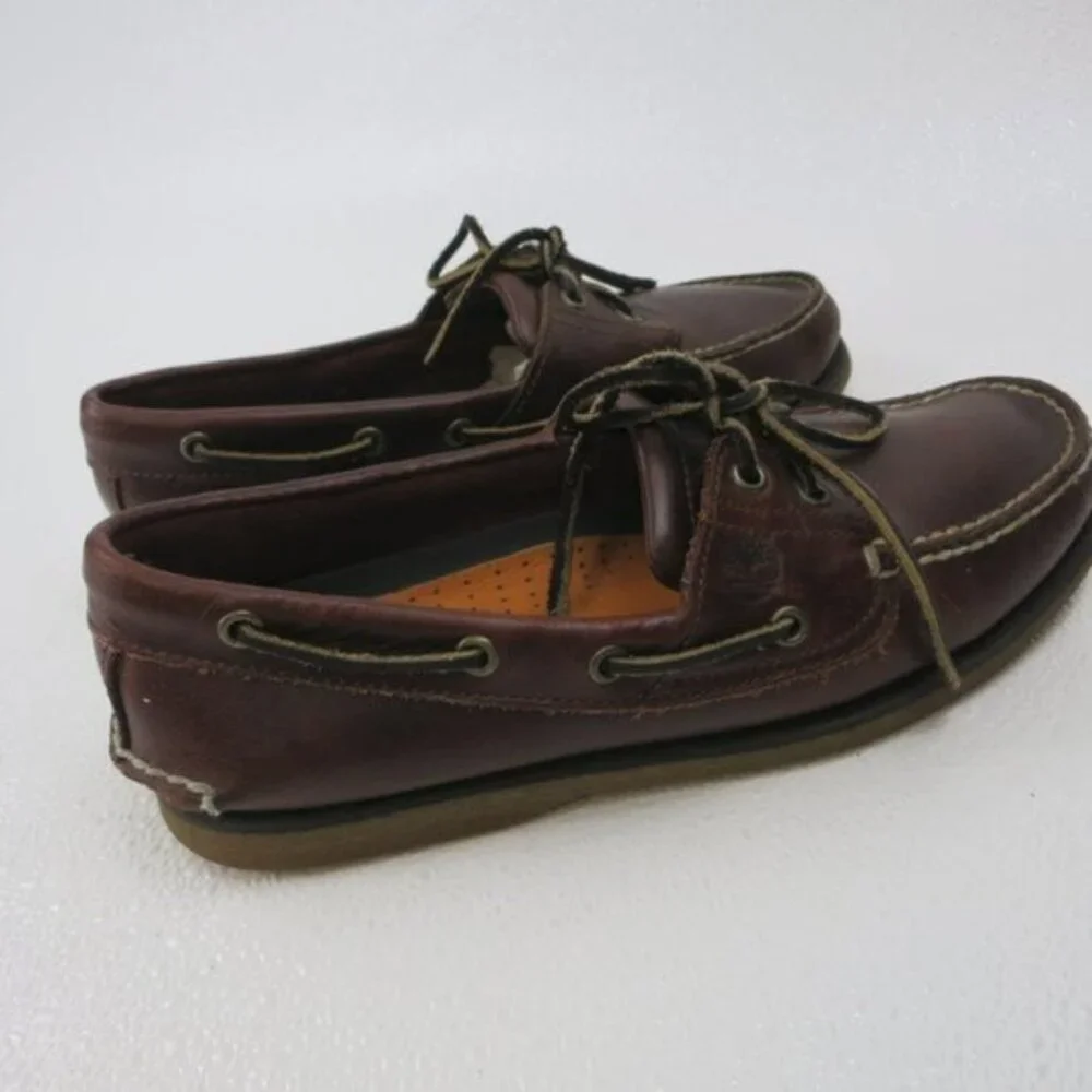Timberland Two Eyelet Leather Casual Dress Boat Deck Shoes Men's Classic 9 M